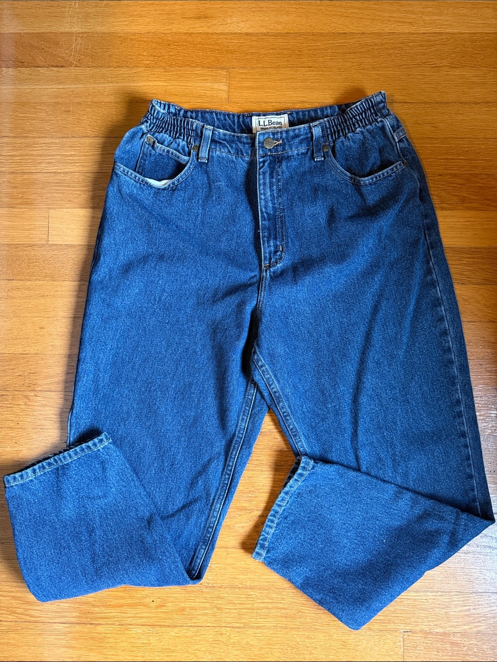 L.L. Bean Women’s Dark Blue Original Fit Relaxed Jeans with Elastic Waist